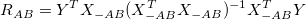 R_{AB} = Y^T X_{-AB}(X_{-AB}^T X_{-AB})^{-1}X_{-AB}^T Y