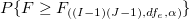 P\{F\geq F_{((I-1)(J-1),df_e,\alpha )}\}