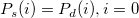 P_s(i)=P_d(i),i=0\,\!