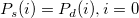 P_s(i)=P_d(i),i=0\,\!