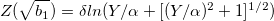 Z(\sqrt{b_1}) = \delta ln(Y/\alpha+[(Y/\alpha)^2+1]^{1/2})