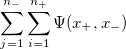 \sum_{j=1}^{n_{-}}\sum _{i=1}^{n_{+}}\Psi (x_{+},x_{-})