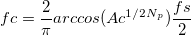 
fc=\frac{2}{\pi}arccos(Ac^{1/2N_p})\frac{fs}{2}
