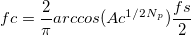 
fc=\frac{2}{\pi}arccos(Ac^{1/2N_p})\frac{fs}{2}
