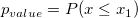 p_{value}=P(x\le x_{1})\!