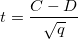 t=\frac{C-D}{\sqrt{q}}