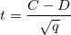 t=\frac{C-D}{\sqrt{q}}