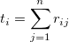 t_i=\sum_{j=1}^n r_{ij}