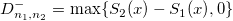 D_{n_1,n_2}^{-}=\max \{S_2(x)-S_1(x),0\}\,\!
