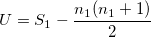  U=S_1-\frac{n_1(n_1+1)}2\,