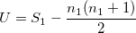  U=S_1-\frac{n_1(n_1+1)}2\,