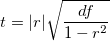 
t = |r| \sqrt{ \frac {df} {1-r^2} }
