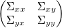 
\begin{pmatrix}
\Sigma_{xx} & \Sigma_{xy} \\
\Sigma_{yx} & \Sigma_{yy}
\end{pmatrix}
