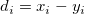  d_i=x_i-y_i\,\!