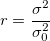r=\frac{\sigma^2}{\sigma_0^2}\!