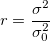 r=\frac{\sigma^2}{\sigma_0^2}\!