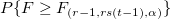 P\{F\geq F_{(r-1,rs(t-1),\alpha )}\}