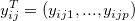 y_{ij}^{T} = (y_{ij1},...,y_{ijp})