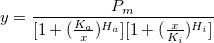 y=\frac{P_{m}}{[1+(\frac{K_{a}}{x})^{H_{a}}][1+(\frac{x}{K_{i}})^{H_{i}}]}