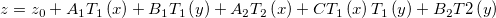z=z_0+A_1T_1\left( x\right) +B_1T_1\left( y\right) +A_2T_2\left( x\right) +CT_1\left( x\right) T_1\left( y\right) +B_2T2\left( y\right) 