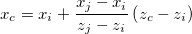 x_c=x_i+\frac{x_j-x_i}{z_j-z_i}\left( z_c-z_i\right)