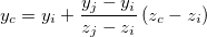 y_c=y_i+\frac{y_j-y_i}{z_j-z_i}\left( z_c-z_i\right)