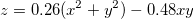 
z=0.26(x^2+y^2)-0.48xy

