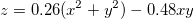 
z=0.26(x^2+y^2)-0.48xy
