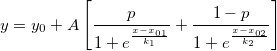 y=y_0+A\left[\frac{p}{1+e^{\frac{x-x_{01}}{k_1}}}+\frac{1-p}{1+e^{\frac{x-x_{02}}{k_2}}}\right]