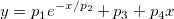 y=p_1e^{-x/p_2}+p_3+p_4x