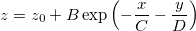 z=z_0+B\exp \left( -\frac xC-\frac yD\right) 
