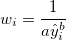 w_i=\frac 1{a\hat y_i^b}