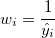 w_i=\frac 1{\hat y_i}