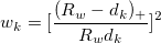 w_k=[\frac{(R_w-d_k)_{+}}{R_wd_k}]^2