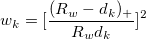w_k=[\frac{(R_w-d_k)_{+}}{R_wd_k}]^2