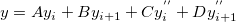 y=Ay_i+By_{i+1}+Cy_i^{''}+Dy_{i+1}^{''} y=Ay_i+By_{i+1}+Cy_i^{''}+Dy_{i+1}^{''}