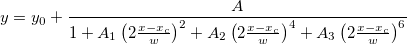 y=y_0+\frac A{1+A_1\left( 2\frac{x-x_c}w\right) ^2+A_2\left( 2\frac{x-x_c}w\right) ^4+A_3\left( 2\frac{x-x_c}w\right) ^6}