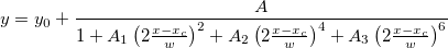 y=y_0+\frac A{1+A_1\left( 2\frac{x-x_c}w\right) ^2+A_2\left( 2\frac{x-x_c}w\right) ^4+A_3\left( 2\frac{x-x_c}w\right) ^6}