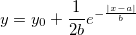 y=y_0+\frac 1{2b}e^{-\frac{|x-a|}b}
