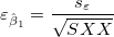 \varepsilon _{\hat \beta _1}=\frac{s_\varepsilon }{\sqrt{SXX}} \varepsilon _{\hat \beta _1}=\frac{s_\varepsilon }{\sqrt{SXX}}