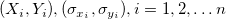 (X_i,Y_i), (\sigma_{x_i},\sigma_{y_i}), i=1,2,\ldots n