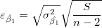 \varepsilon_{\hat{\beta_1}}=\sqrt{\sigma _{\hat{\beta_1}}^2}\sqrt{\frac{S}{n-2}}