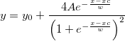 y=y_0+\frac{4Ae^{-\frac{x-xc}w}}{\left( 1+e^{-\frac{x-xc}w}\right) ^2}