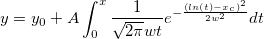 y=y_0+A\int_{0}^{x}\frac{1}{\sqrt{2\pi}wt}e^{-\frac{(ln(t)-x_c)^2}{2w^2}}dt