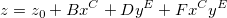 z=z_0+Bx^C+Dy^E+Fx^Cy^E