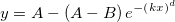 y=A-\left( A-B\right) e^{-\left( kx\right) ^d} y=A-\left( A-B\right) e^{-\left( kx\right) ^d}