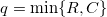 q = \min\{R,C\}