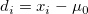 d_i=x_i-\mu _0\,\!