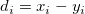  d_i=x_i-y_i\,\!