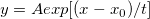y=Aexp[(x-x_0)/t]\,\!
